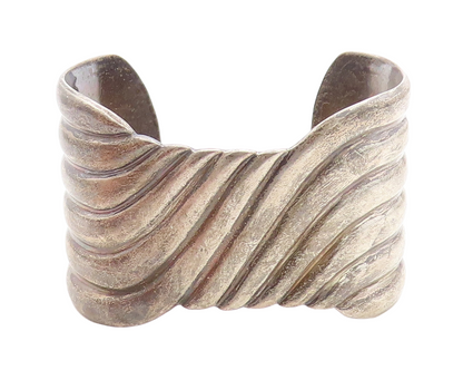 ZINA 925 Sterling Silver  Vintage Large Dark Tone Swirl Cuff Bracelet  BT1828