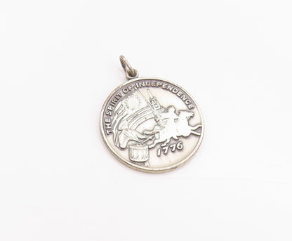 925 Sterling Silver Vintage Pendant Antique Spirit Of '1776" Medallion  PT24375