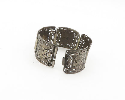 FS MEXICO 925 Sterling Silver  Vintage Warrior Panel Chain Bracelet  BT7737
