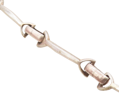 MIDDLE EAST 925 Silver  Vintage Dark Tone Bar Link Chain Bracelet  BT3027