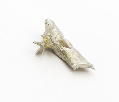925 Sterling Silver  Vintage Sculpted Deer's Head Motif Animal Trinket  TR1493