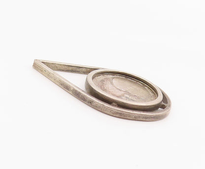 925 Sterling Silver Vintage Pendant Israel Coin Open Teardrop Charm  PT25999