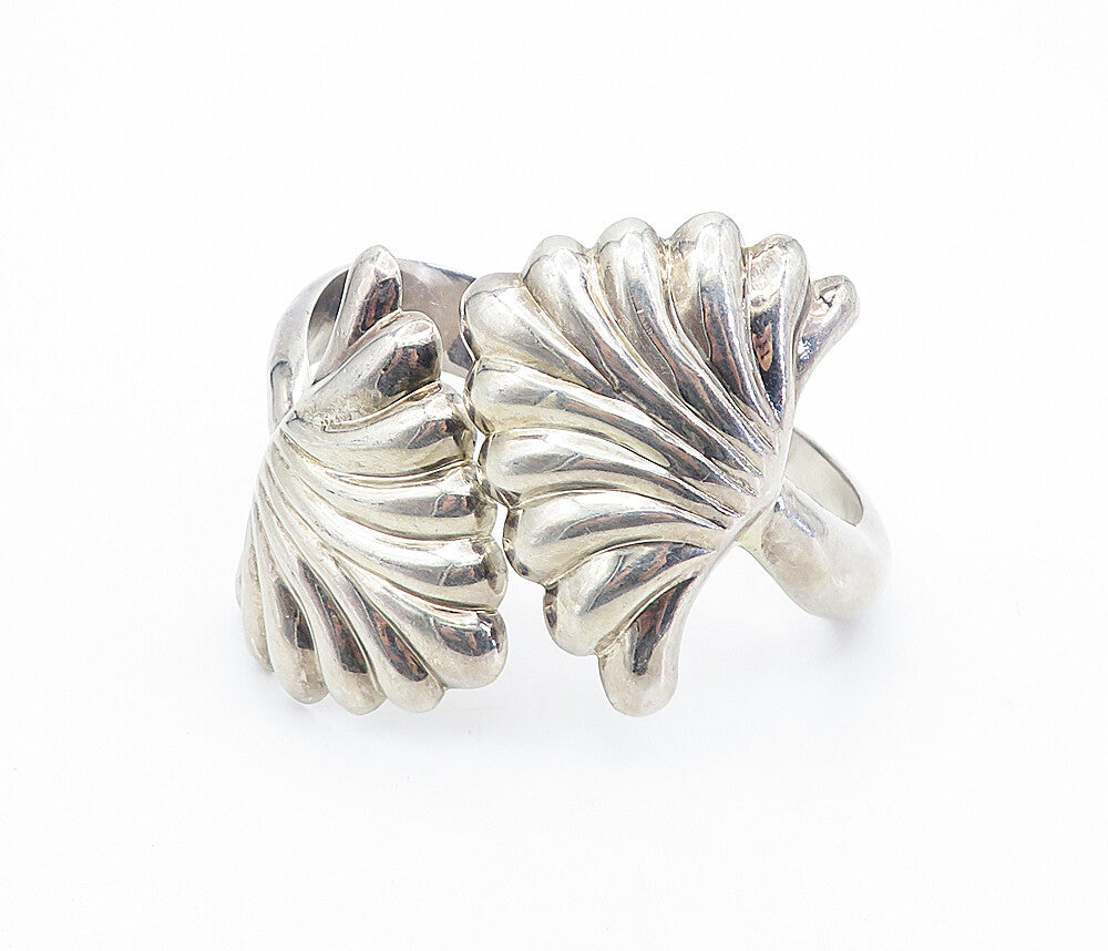 ILARIA 925 Sterling Silver  Vintage Scalloped Bypass Cuff Bracelet  BT3078