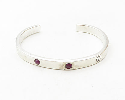 ATI MEXICO 925 Silver  Vintage Amethyst Screw Detail Cuff Bracelet  BT4471