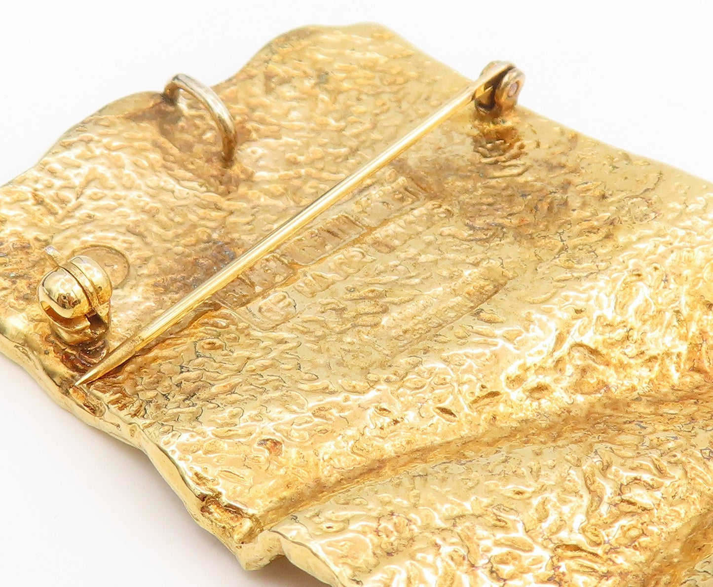 925 Sterling Silver Vintage Brooch Pin Gold Plated HADASSAH Leaf Frame  BP12176