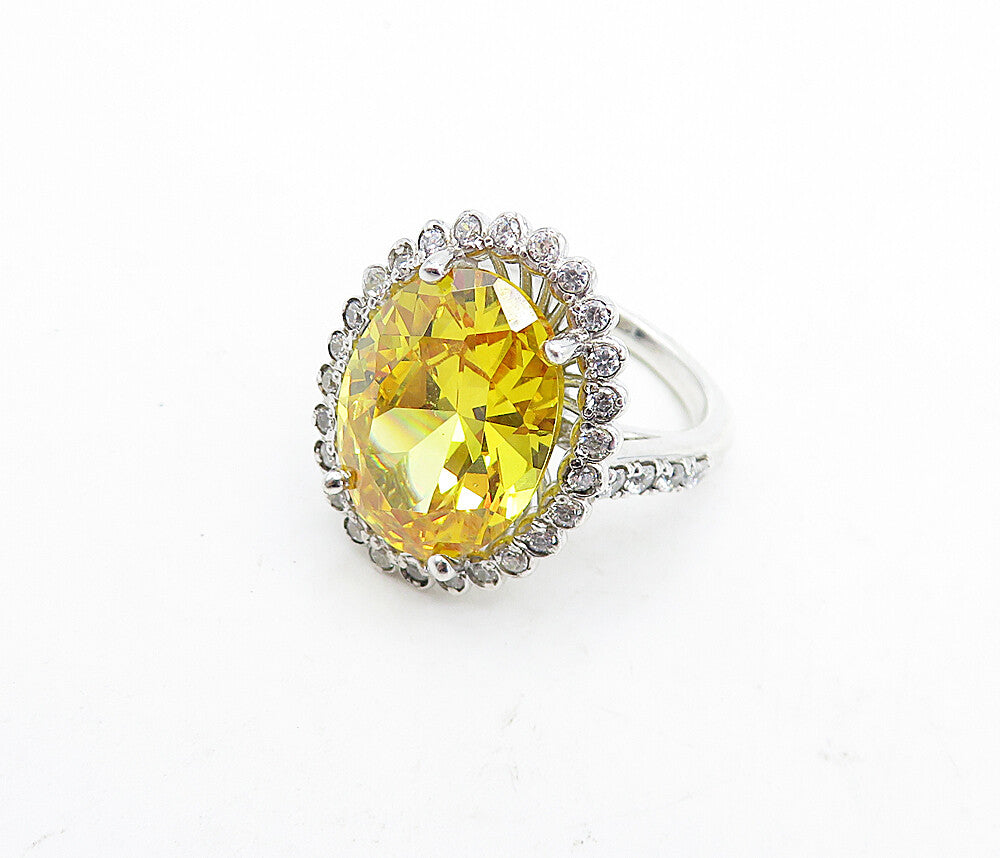 925 Sterling Silver  Victorian Cubic Zirconia Cocktail Ring Sz 6.5  RG5694