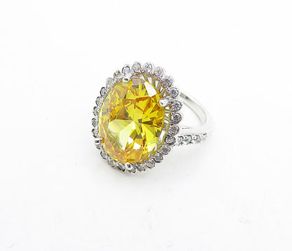 925 Sterling Silver  Victorian Cubic Zirconia Cocktail Ring Sz 6.5  RG5694