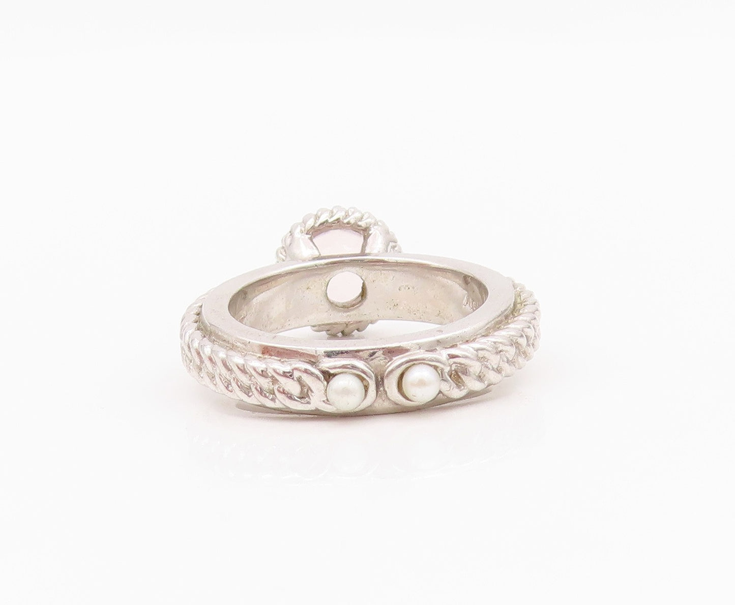 925 Sterling Silver Vintage Ring ATELIER Pearls & Gemstone Roped   Sz 6  RG33070