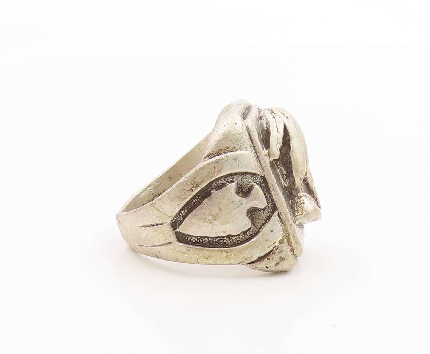 925 Sterling Silver Vintage Ring Native Chief Portrait Band  Sz 9.5  RG36034