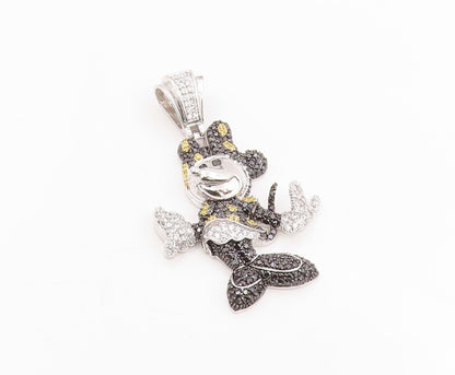 925 Sterling Silver Vintage Pendant Large CZ Cluster Minnie Mouse  PT25300