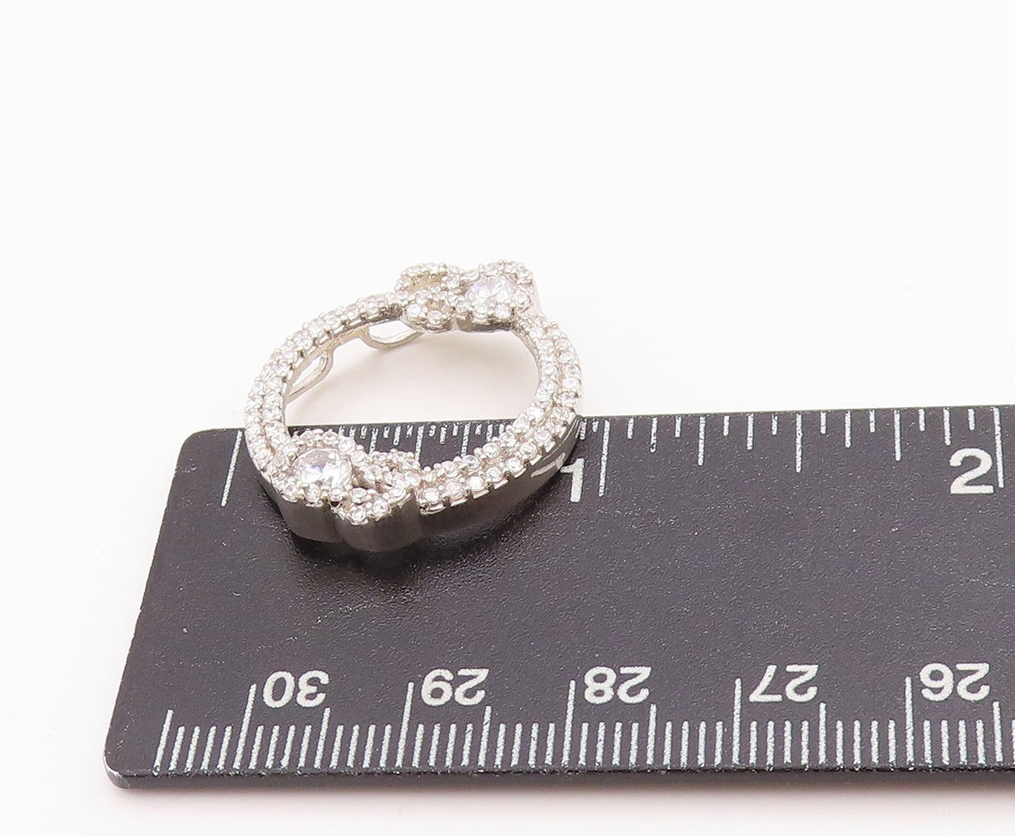 925 Sterling Silver Vintage Pendant Interlocked Topaz Rope Ring Design  PT24560