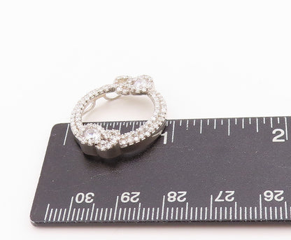 925 Sterling Silver Vintage Pendant Interlocked Topaz Rope Ring Design  PT24560
