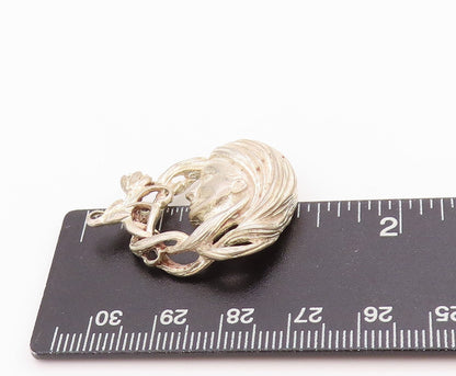 925 Sterling Silver Vintage Pendant Modernist Carved Female Figure PT24483