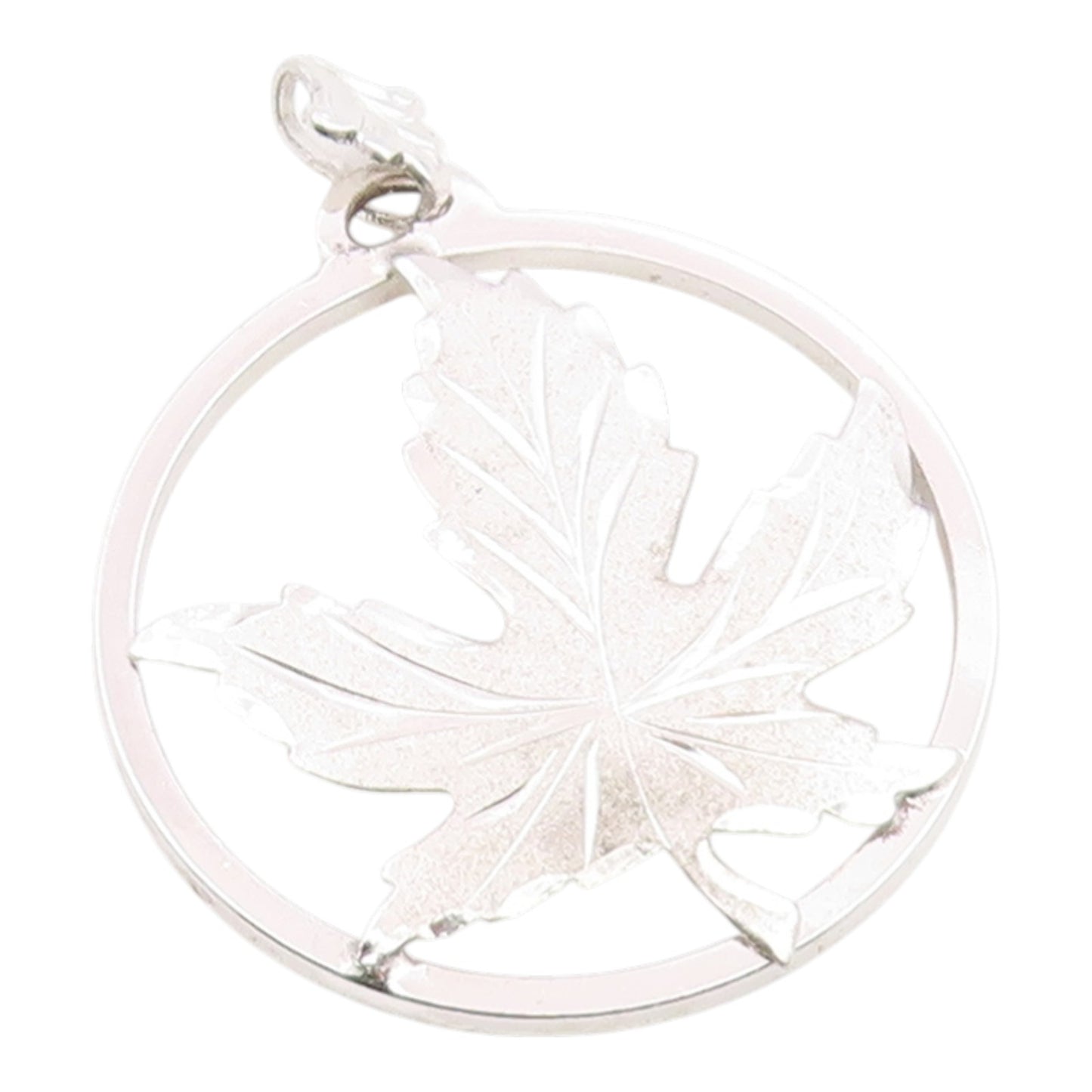 925 Sterling Silver Vintage Pendant EMC FRONT Maple Leaf Cutout Charm  PT26063