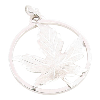 925 Sterling Silver Vintage Pendant EMC FRONT Maple Leaf Cutout Charm  PT26063