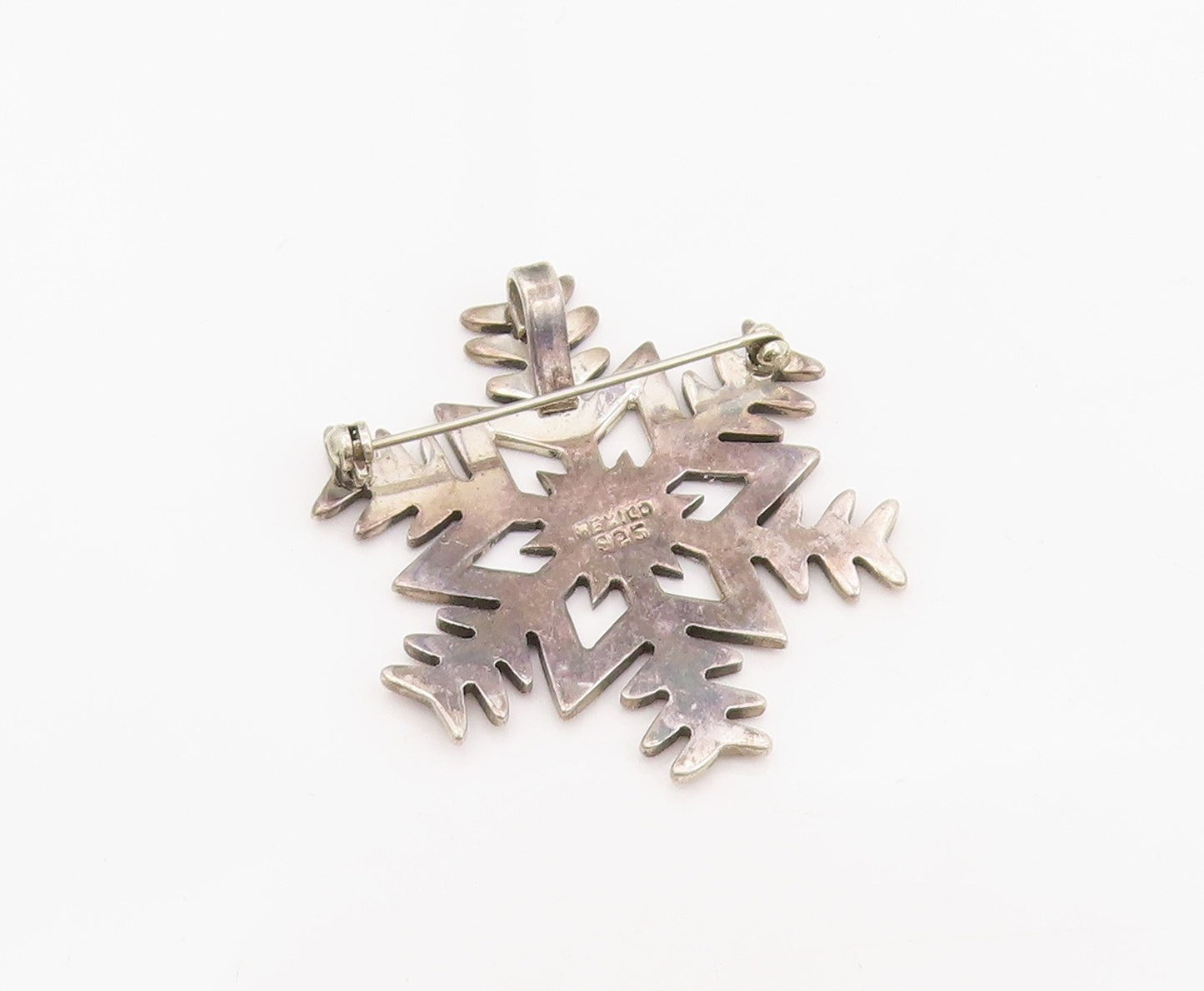 925 Sterling Silver Vintage Brooch MEXICO Winter Wonderland Snowflake   BP12081