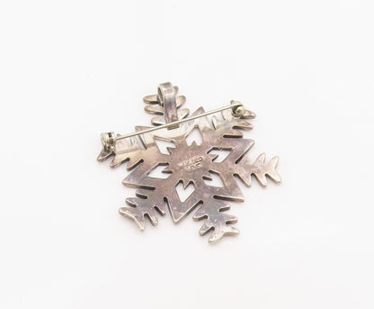 925 Sterling Silver Vintage Brooch MEXICO Winter Wonderland Snowflake   BP12081
