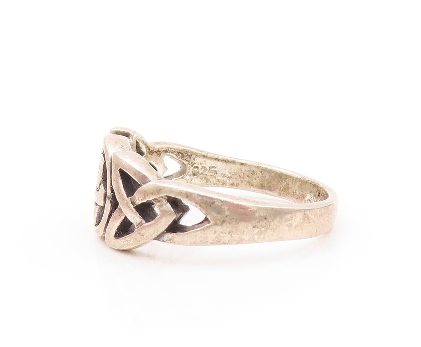 925 Sterling Silver Vintage Ring Dark Tone Celtic Star Cutout  SZ 8.5  RG32155