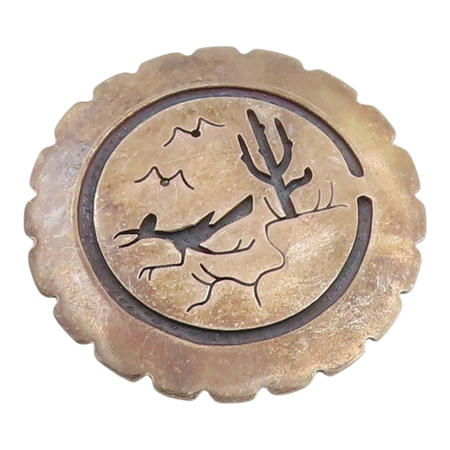 925 Sterling Silver Vintage Brooch Pin Roadrunner & Cactus  BP12453