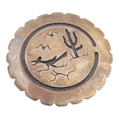 925 Sterling Silver Vintage Brooch Pin Roadrunner & Cactus  BP12453