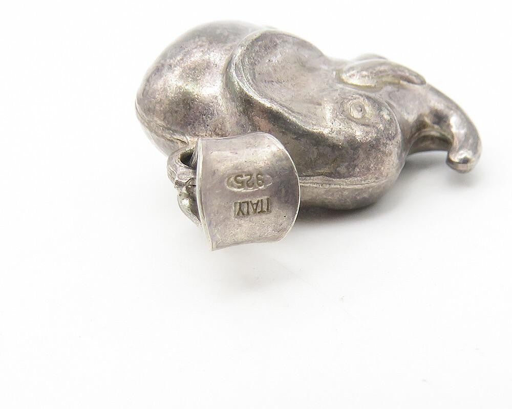 925 Sterling Silver  Vintage Dark Tone Hollow Elephant Animal Pendant  PT9110