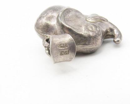 925 Sterling Silver  Vintage Dark Tone Hollow Elephant Animal Pendant  PT9110