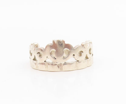 925 Sterling Silver Vintage Ring Minimalist Princess Crown Band  Sz 7  RG34851