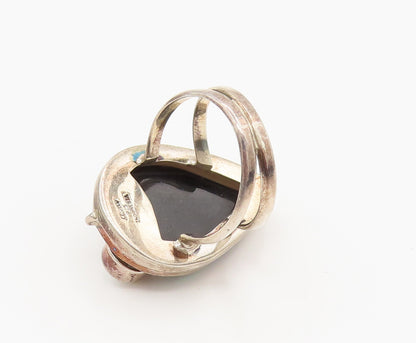MERAV 925 Silver  Vintage Freshwater Pearls & Abalone Leaf Ring Sz 7  RG26259