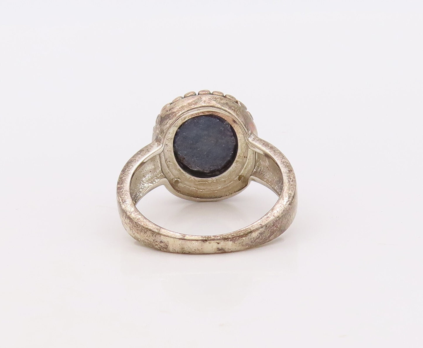 925 Sterling Silver Vintage Ring Round Cut Gemstone & Diamonds  Sz 7.5  RG29904