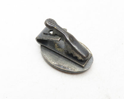 925 Sterling Silver  Vintage Petite Dark Tone Etched Border Tie Clip  TR1691