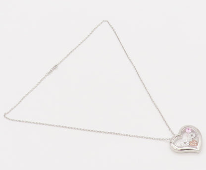 925 Silver  Vintage Heart Caged Letters Charms CZ Chain Necklace  NE4035