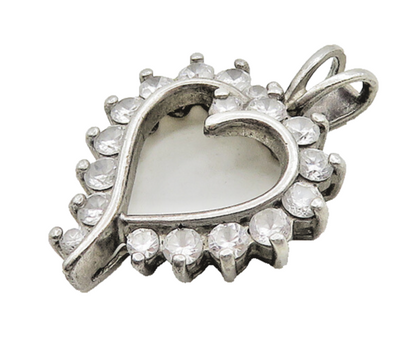 ROSS SIMON 925 Silver  Vintage White Topaz Open Love Heart Pendant  PT15465