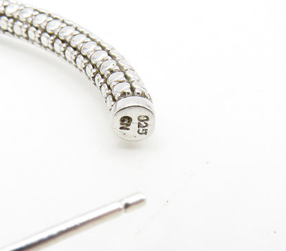 925 Sterling Silver  Shiny Genuine Diamonds Round JHoop Earrings  EG8342