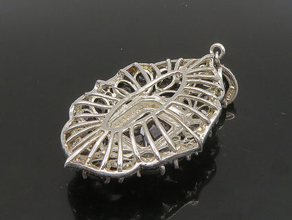 925 Sterling Silver  Vintage Prong Set Black Spinel Cluster Pendant  PT19626