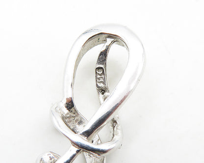 925 Sterling Silver  Vintage Genuine Diamonds Swirl Loop Pendant  PT15554