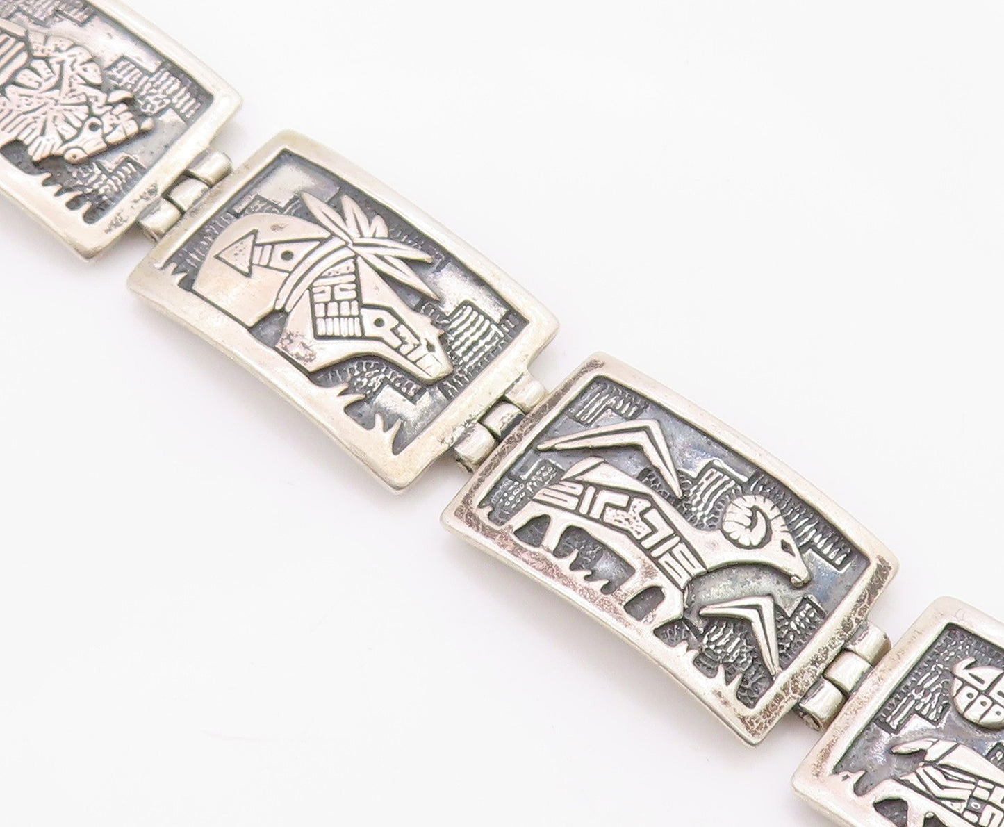 925 Sterling Silver Vintage Bracelet RODERIC TENORIO Storyteller Panel  BT12130