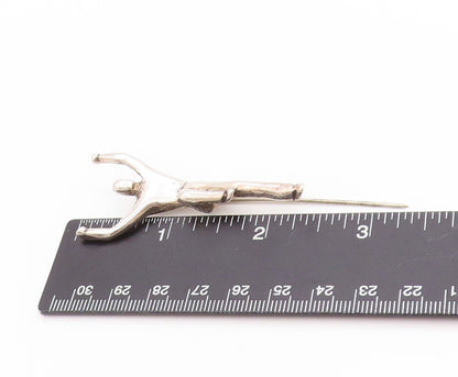 925 Sterling Silver Vintage Pin 3D Carved Flying Man Lapel Pin Design  TR3973