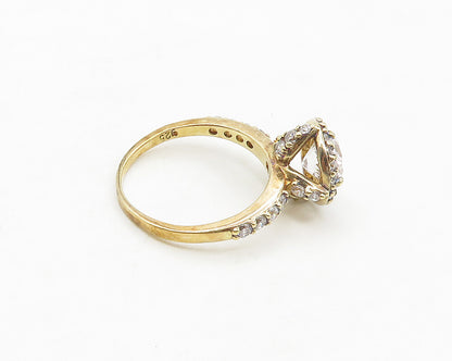 SETA 925 Silver   Cubic Zirconia Solitaire With Accents Ring Sz 8  RG17403