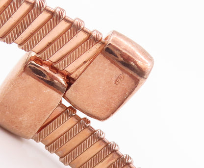 925 Sterling Silver Vintage Bracelet Solid Rope Coiled Inlay CZ Ends  BT10204