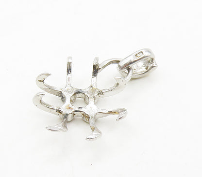 925 Sterling Silver  Vintage Shiny Petite Two Tone Design Pendant  PT12113
