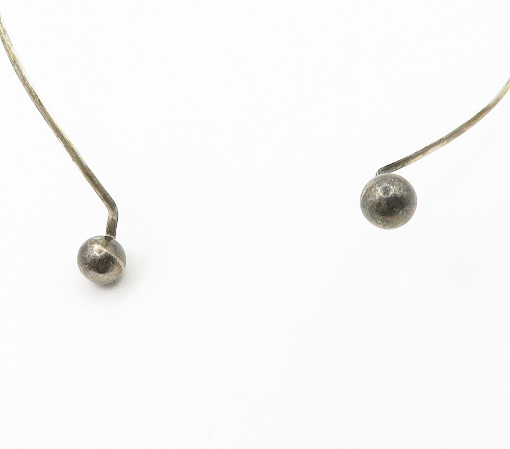 925 Sterling Silver  Vintage Dark Tone Sphere Ends Collar Necklace  NE2480