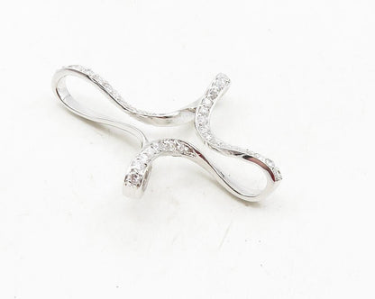 925 Sterling Silver  Sparkling Cubic Zirconia Religious Cross Pendant  PT7456