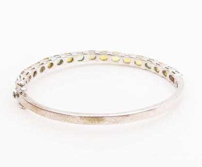 925 Sterling Silver Vintage Bracelet Oval Cut Real Gemstone Bangle  BT11532