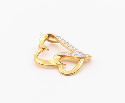 925 Sterling Silver  Genuine Diamonds Gold Plated Love Hearts Pendant  PT7845