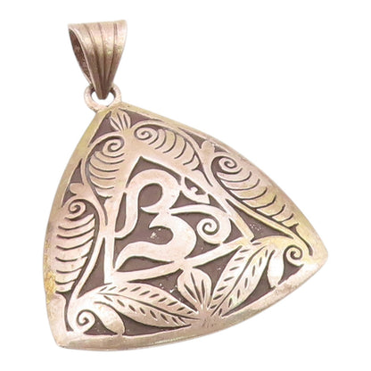 925 Sterling Silver  Vintage Om Spiritual Symbol Two Tone Pendant  PT16037