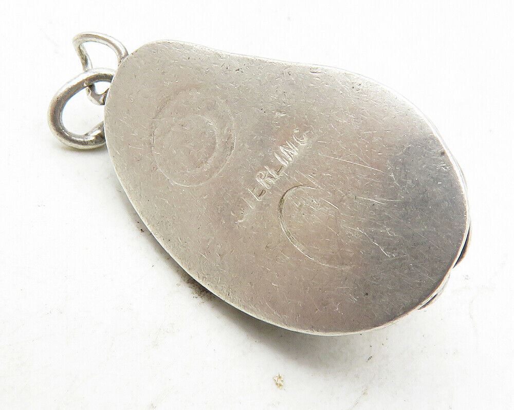925 Sterling Silver  Vintage Jasper Twist Border Petite Drop Pendant  PT7284