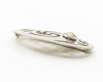 STAMAS 925 Sterling Silver  Vintage Two Tone Cutout Floral Brooch Pin  BP4518