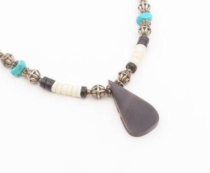 925 Sterling Silver Vintage Necklace SOUTHWESTERN Multi Gemstone Chain  NE4924