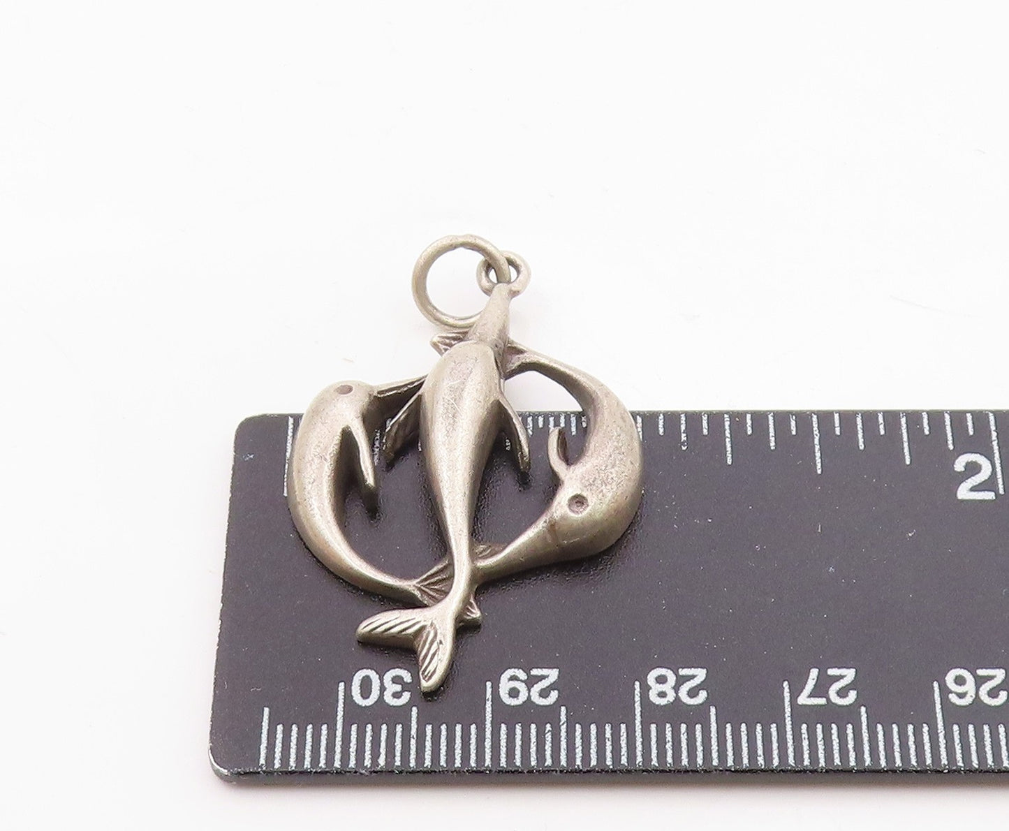 925 Sterling Silver  Vintage Coiled Longnose Fish Knot Pendant  PT20161