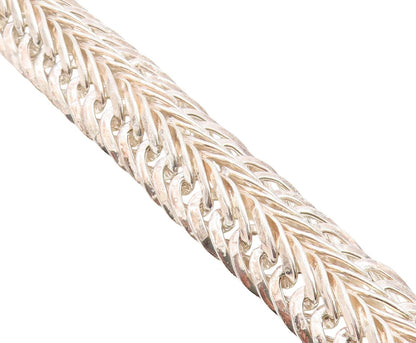 925 Sterling Silver Vintage Bracelet Braided Double Loop Foxtail Chain  BT11431